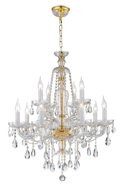 Bohemian Brilliance 12 Arm Crystal Chandelier- GOLD