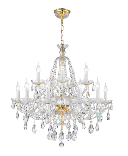 Bohemian Brilliance 15 Arm Crystal Chandelier- GOLD