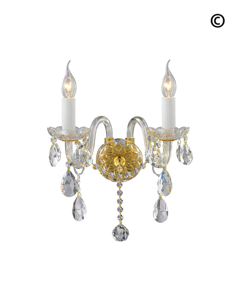 Bohemian Brilliance Double Arm Wall Light Sconce - GOLD