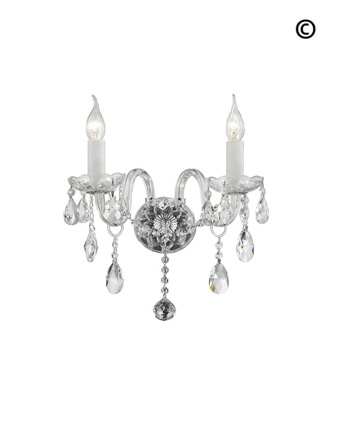 Bohemian Brilliance Double Arm Wall Light Sconce - CHROME