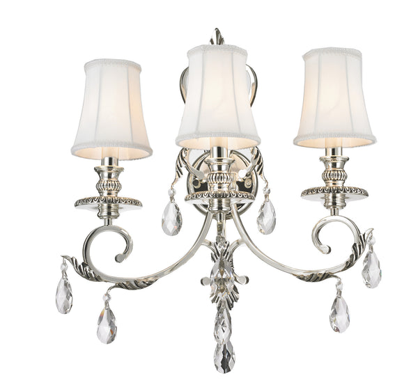 ARIA - Hampton Triple Arm Wall Sconce - Silver Plated - Designer Chandelier 