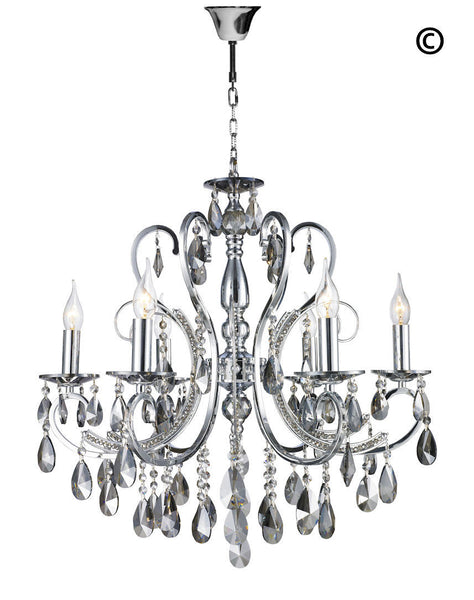 Designer Princess 6 Arm Chandelier - SMOKE - W:62 - Designer Chandelier 