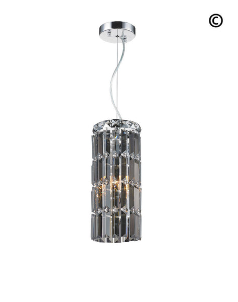 Modular Cylinder Crystal Pendant - Round - Height 37cm - Smoke Crystal