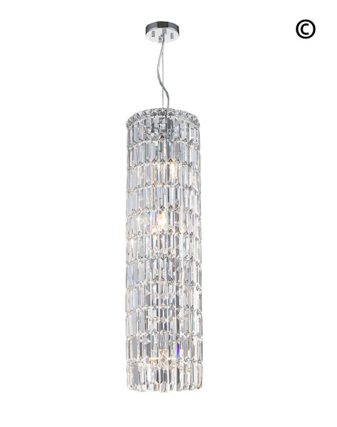 Modular Cylinder Crystal Pendant - Round - Height 92cm - Clear Crystal