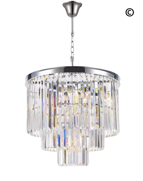 Odeon Chandelier- 3 Layer - Clear Finish - W:50cm