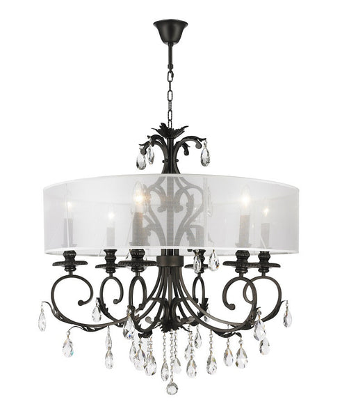 ARIA - Hampton 6 Arm Chandelier - Dark Bronze - Orb Outer Shade