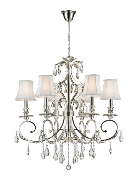 ARIA - Hampton 6 Arm Chandelier - Silver Plated - Designer Chandelier 