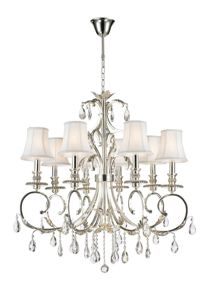 ARIA - Hampton 8 Arm Chandelier - Silver Plated - Designer Chandelier 