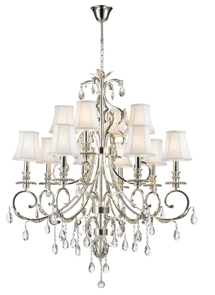 ARIA - Hampton 12 Arm Chandelier - Silver Plated - Designer Chandelier 