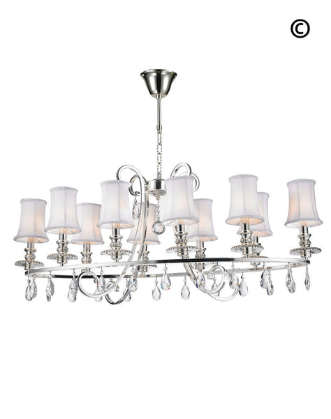 NewYork - Hampton Oval Halo 10 Light Chandelier - Silver Plated