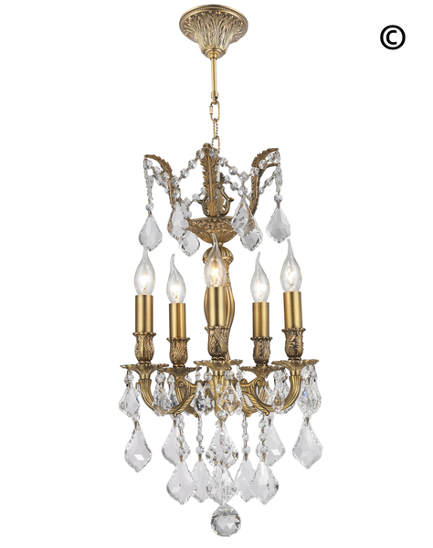 AMERICANA 5 Light Chandelier - Brass Finish - Designer Chandelier 