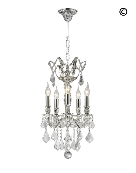 AMERICANA 5 Light Chandelier - Silver Plated - Designer Chandelier 