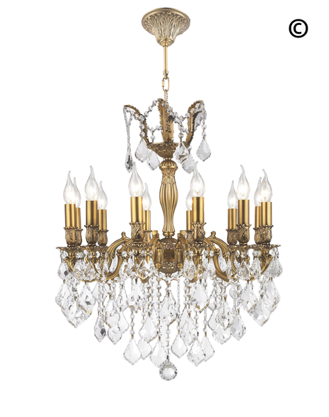 AMERICANA 12 Light Crystal Chandelier - Brass Finish - Designer Chandelier 