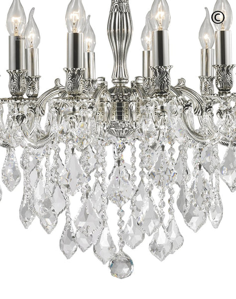 AMERICANA 12 Light Crystal Chandelier - Silver Plated